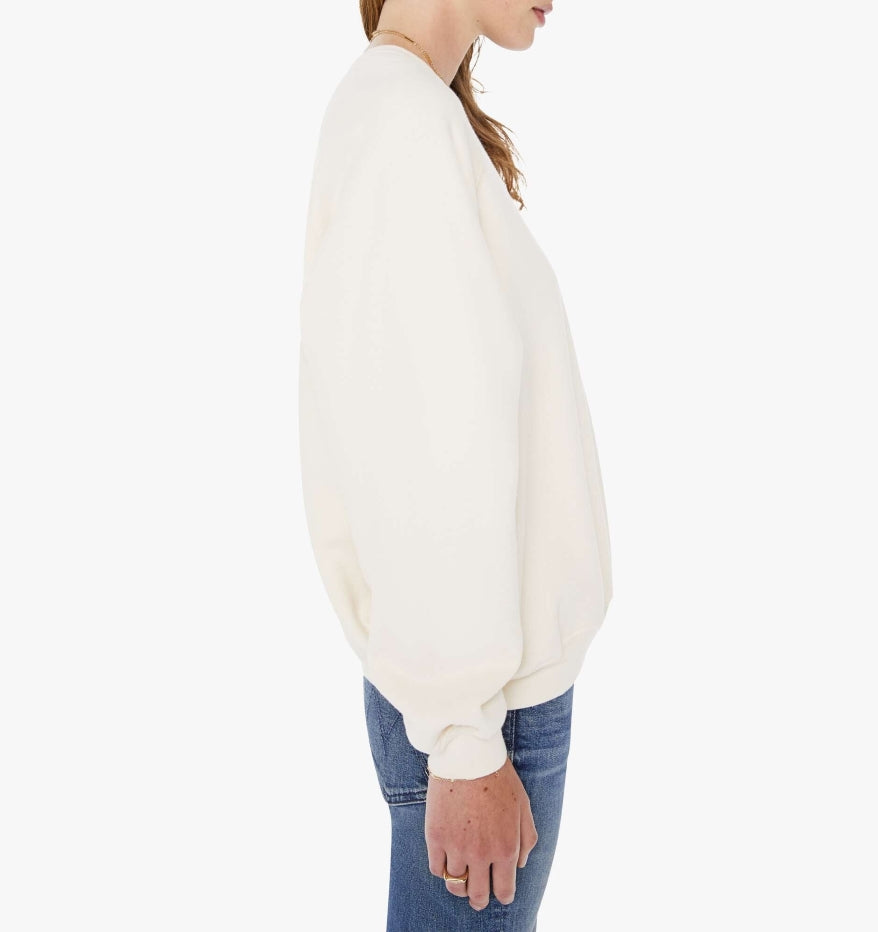From the brand MOTHER Women's The Biggie Concert Raglan Sweatshirt in Cream - abigail fashion