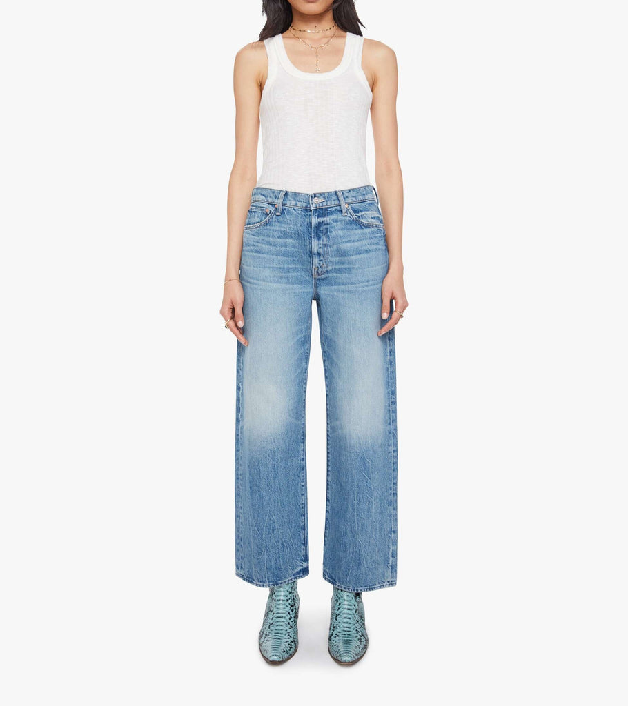 From the brand MOTHER Women's The Dodger Flood Jeans in That's All Folks - abigail fashion