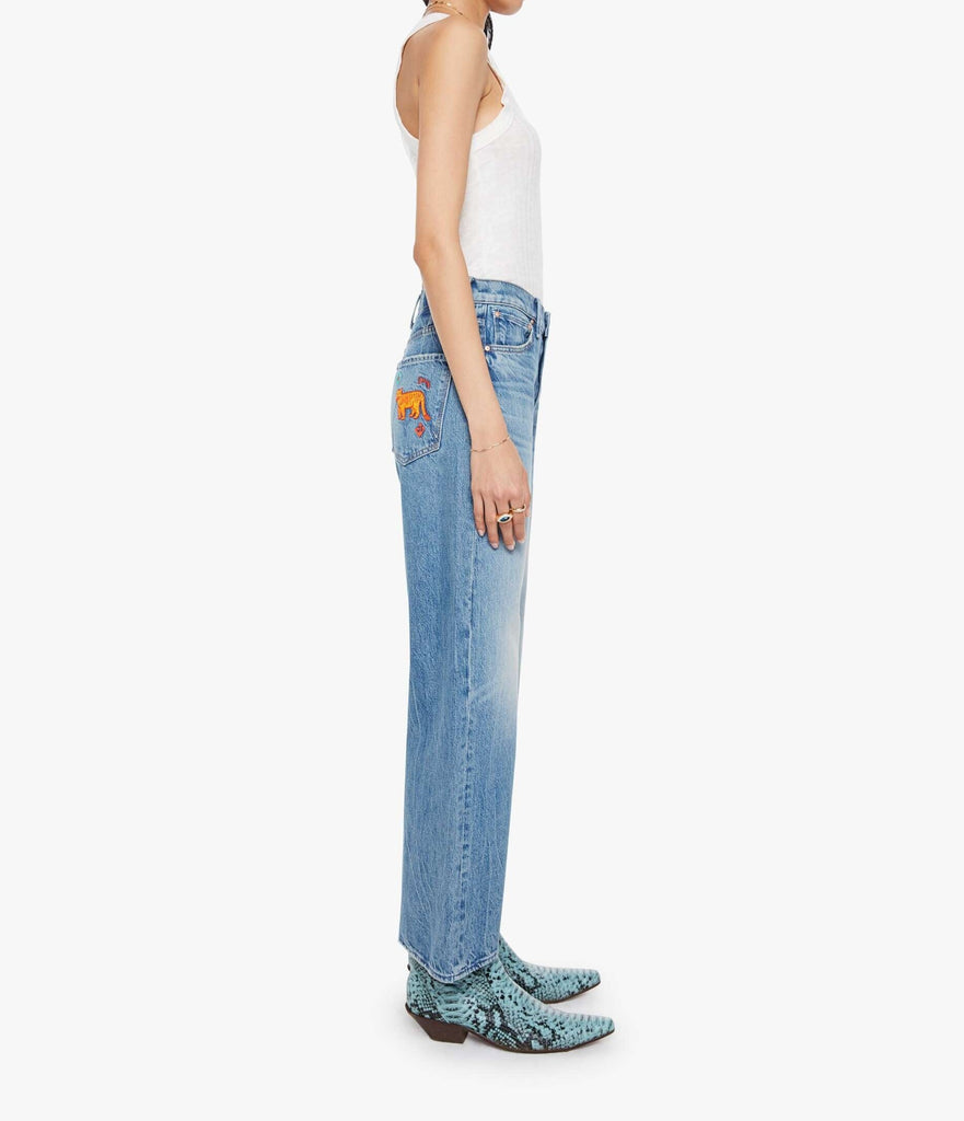 From the brand MOTHER Women's The Dodger Flood Jeans in That's All Folks - abigail fashion
