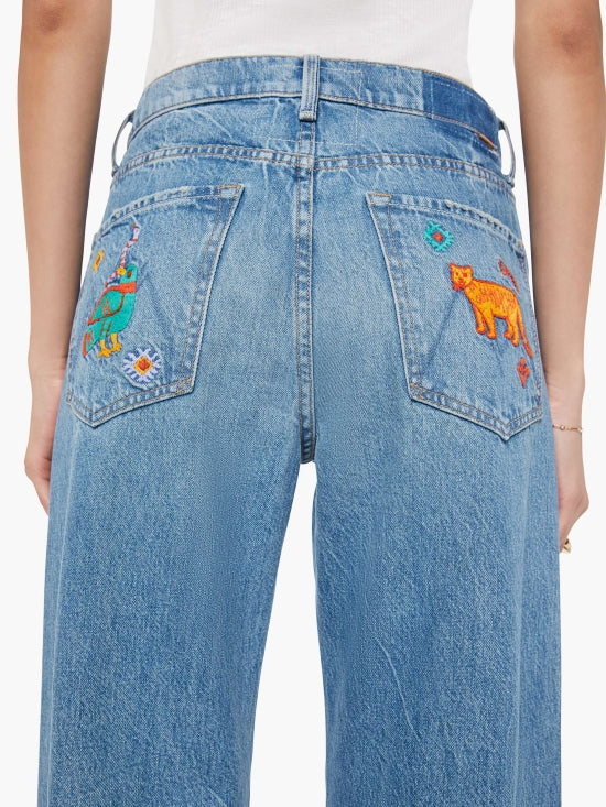 From the brand MOTHER Women's The Dodger Flood Jeans in That's All Folks - abigail fashion