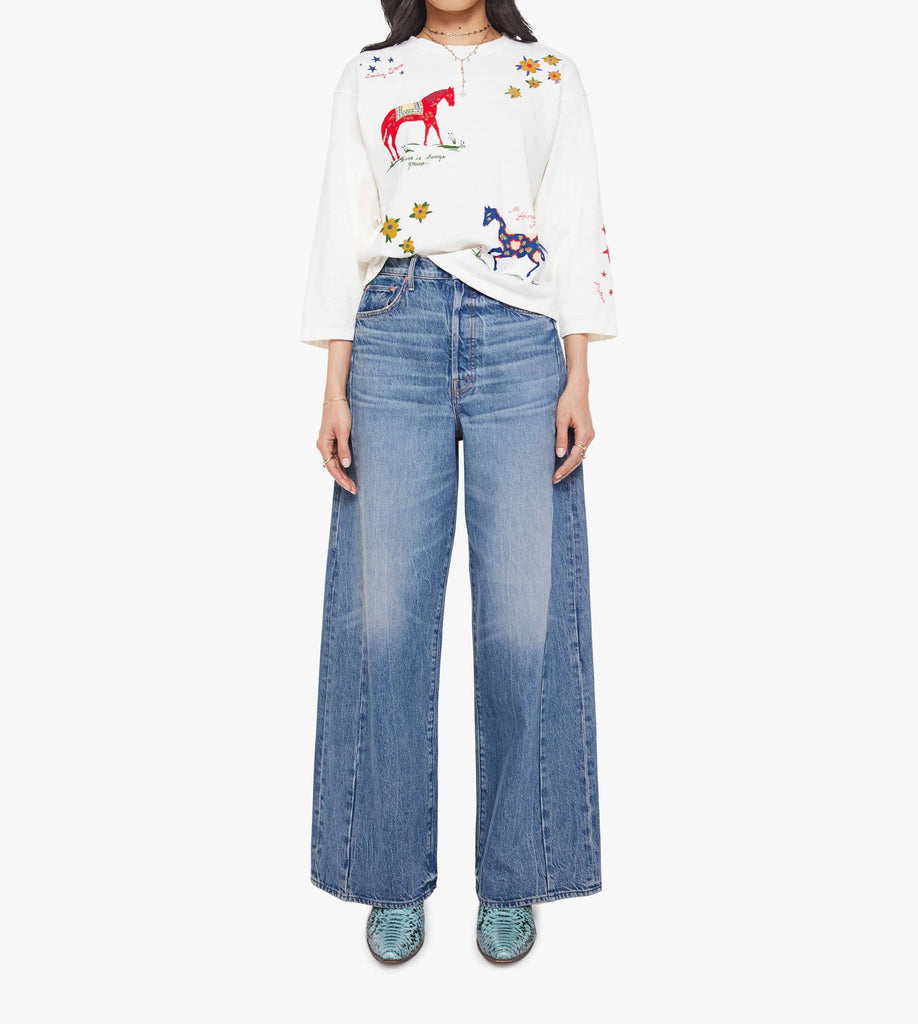 From the brand MOTHER Women's The Footballer Crewneck Tee in Whenever - abigail fashion