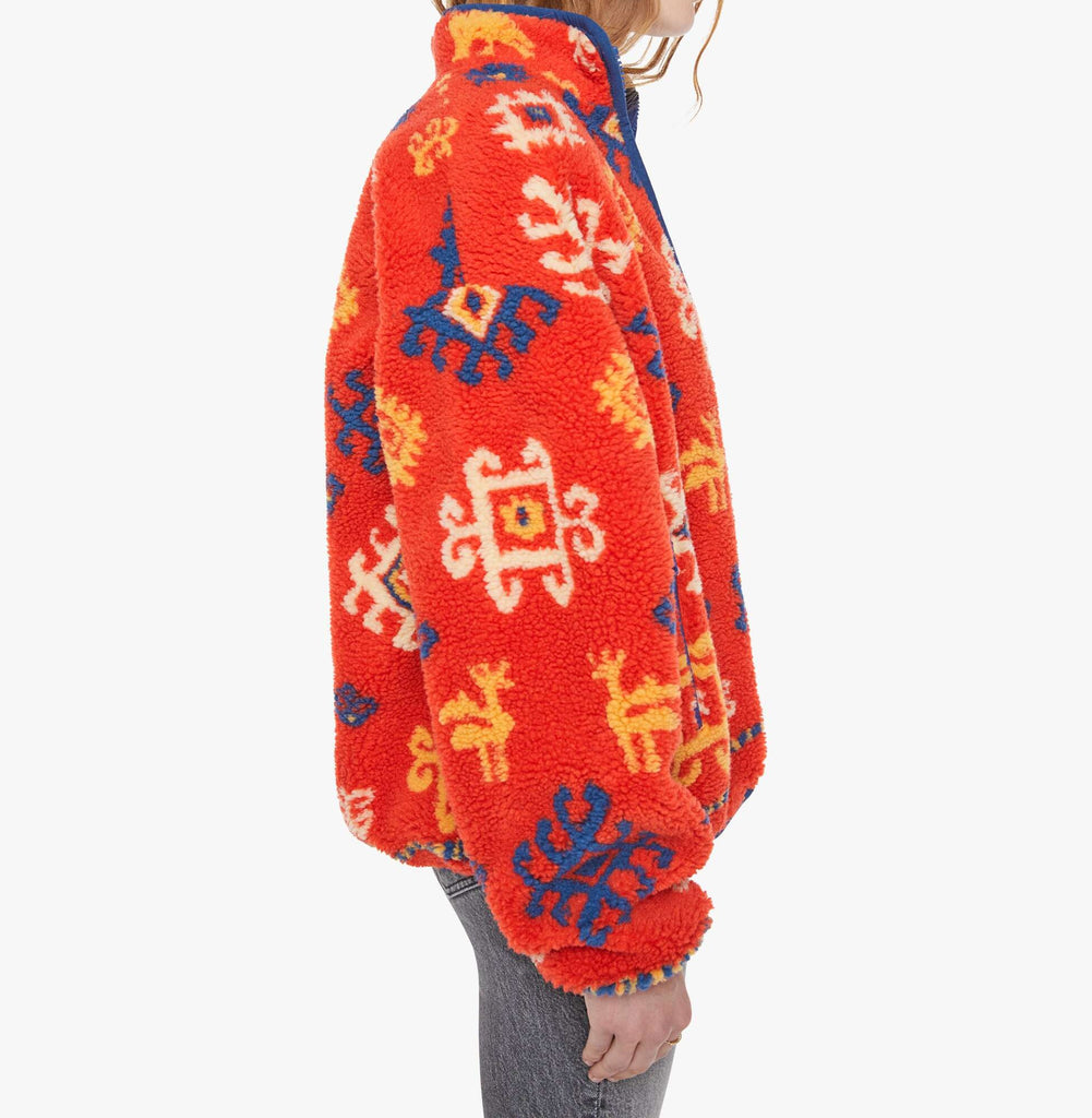 From the brand MOTHER Women's The Heat Lamp Fleece Sweater Jacket in Sing For Your Supper - abigail fashion