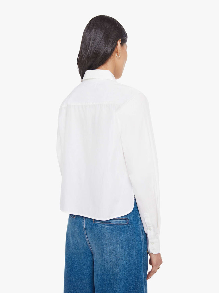 From the brand MOTHER Women's The Honor Shirt in White - abigail fashion
