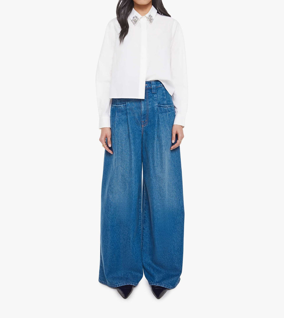 From the brand MOTHER Women's The Honor Shirt in White - abigail fashion