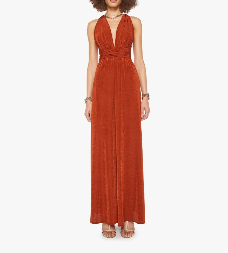 From the brand MOTHER Women's The Hustler Dress in Copper - abigail fashion