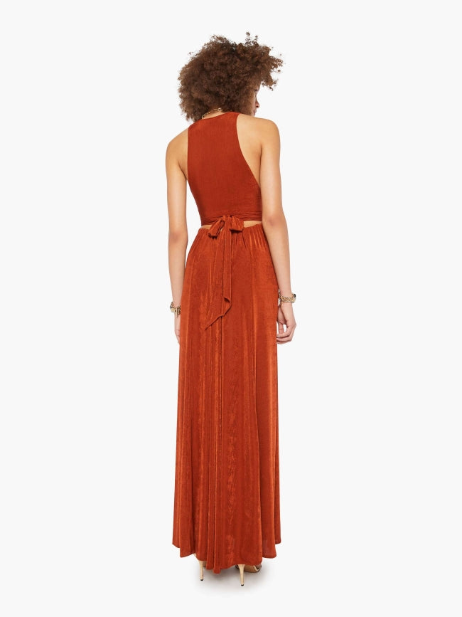 From the brand MOTHER Women's The Hustler Dress in Copper - abigail fashion
