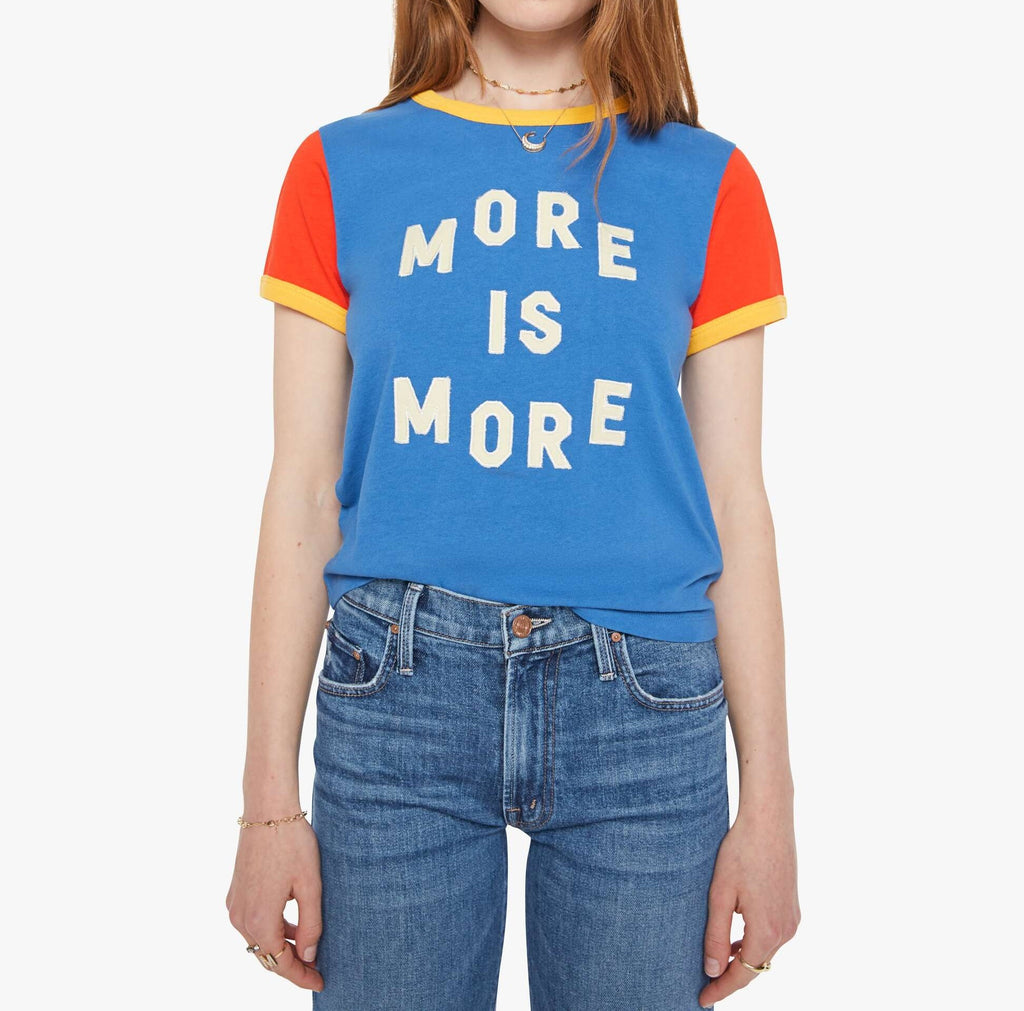 From the brand MOTHER Women's The Itty Bitty Ringer Crewneck Tee in Delft More Is More - abigail fashion