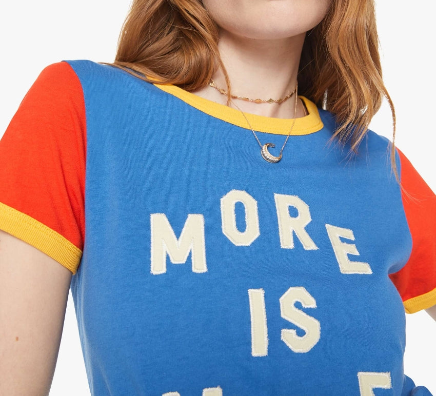 From the brand MOTHER Women's The Itty Bitty Ringer Crewneck Tee in Delft More Is More - abigail fashion