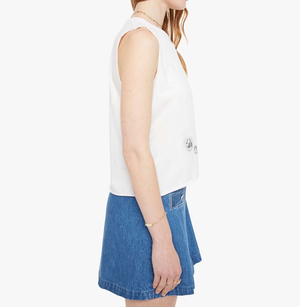 From the brand MOTHER Women's The Lil Goodie Goodie Chop Top in Pin Point - abigail fashion