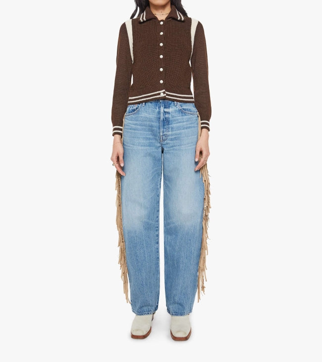 From the brand MOTHER Women's The Little Raquette Top in Little League - abigail fashion