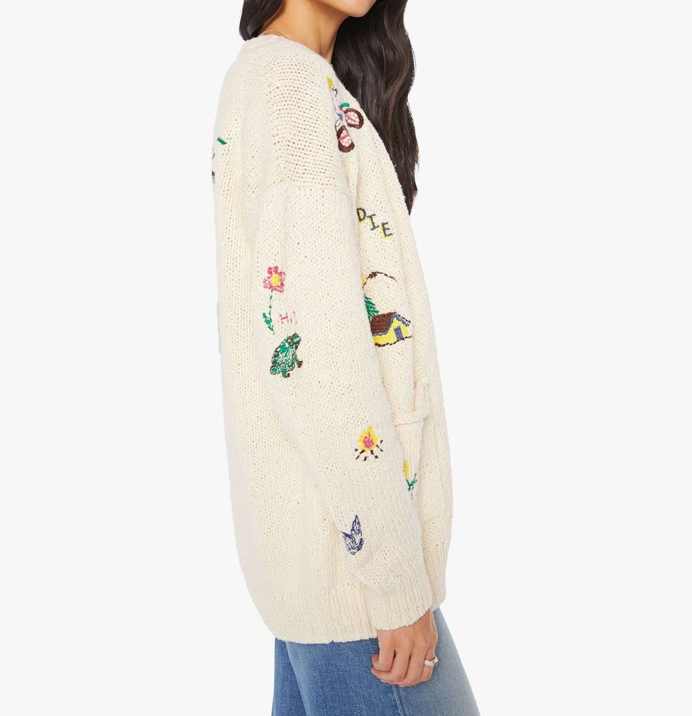 From the brand MOTHER Women's The Long Drop Cardigan in Out There - abigail fashion