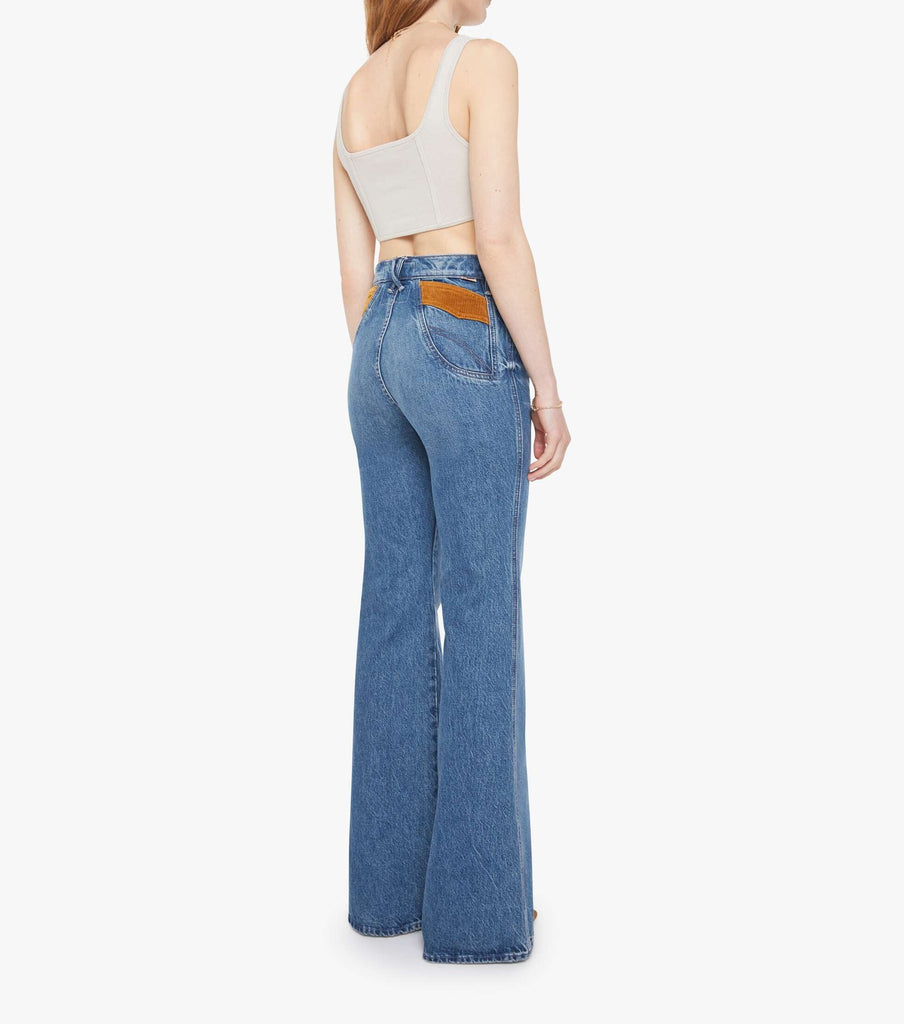 From the brand MOTHER Women's The Pointy Pocket Doozy Heel Jeans in Remember When - abigail fashion