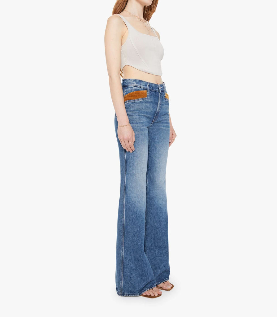 From the brand MOTHER Women's The Pointy Pocket Doozy Heel Jeans in Remember When - abigail fashion