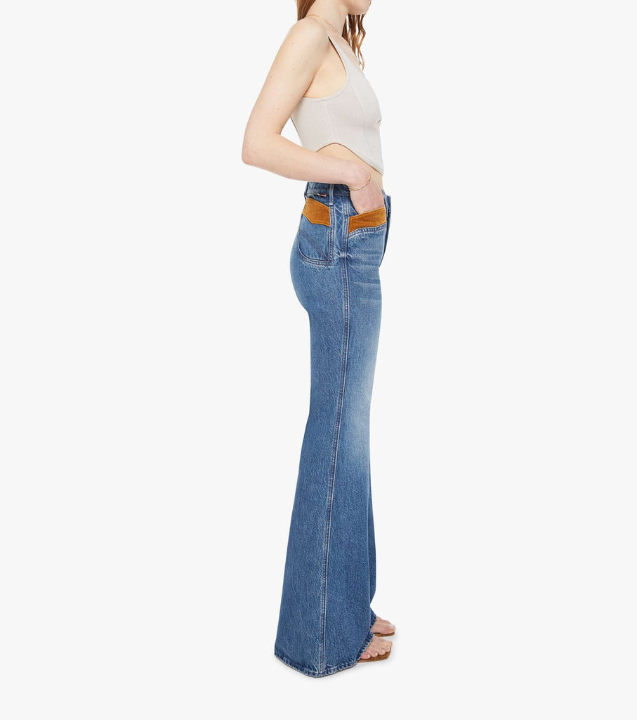 From the brand MOTHER Women's The Pointy Pocket Doozy Heel Jeans in Remember When - abigail fashion