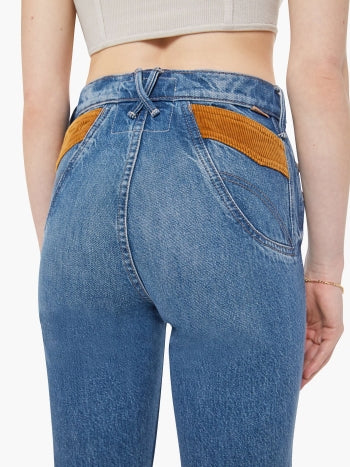 From the brand MOTHER Women's The Pointy Pocket Doozy Heel Jeans in Remember When - abigail fashion