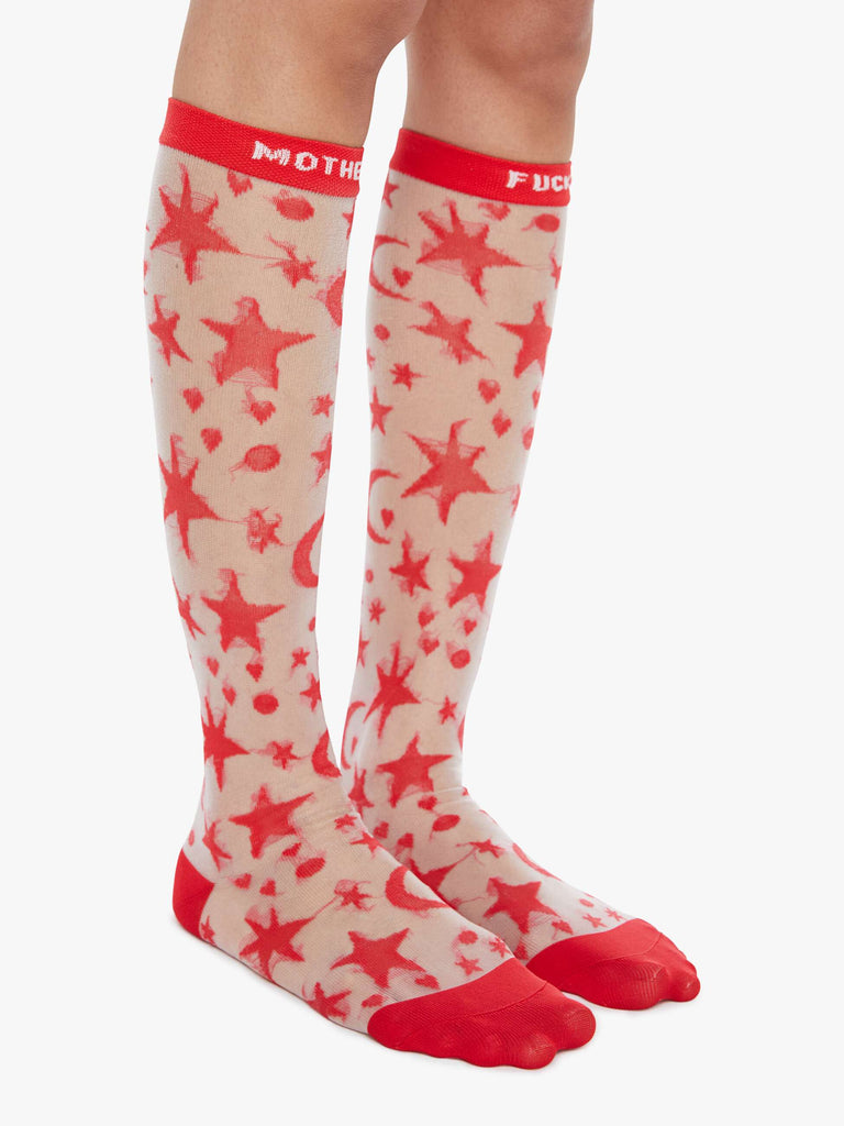 From the brand MOTHER Women's The Ra Ra Knee-High Socks in Stargazer - abigail fashion