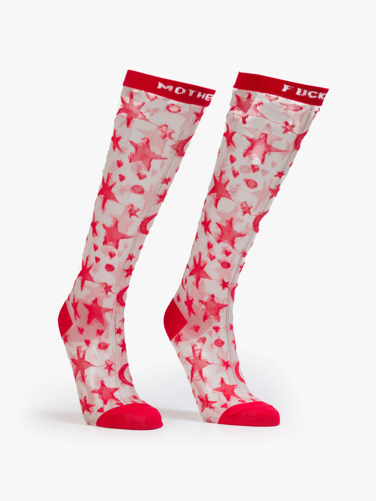 From the brand MOTHER Women's The Ra Ra Knee-High Socks in Stargazer - abigail fashion