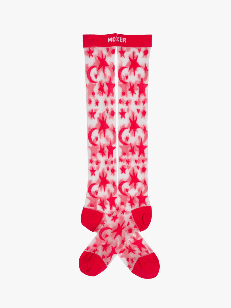 From the brand MOTHER Women's The Ra Ra Knee-High Socks in Stargazer - abigail fashion