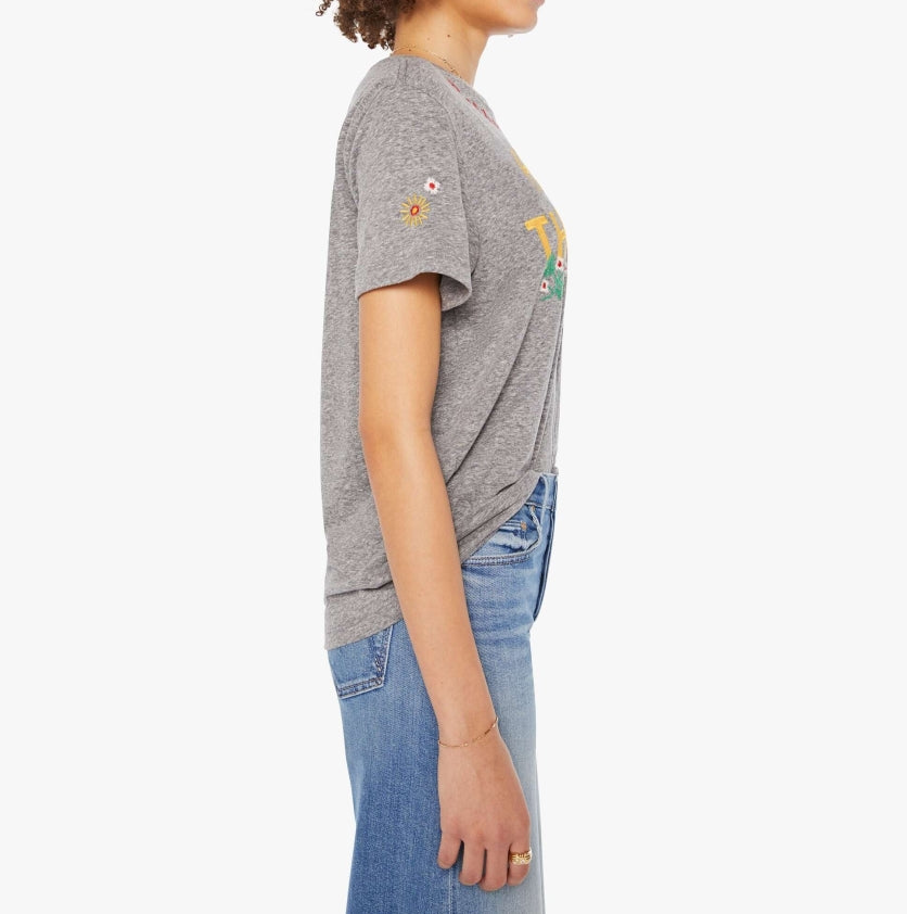 From the brand MOTHER Women's The Rowdy Crewneck Tee in Hot On The Trail - abigail fashion