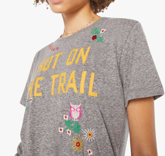 From the brand MOTHER Women's The Rowdy Crewneck Tee in Hot On The Trail - abigail fashion