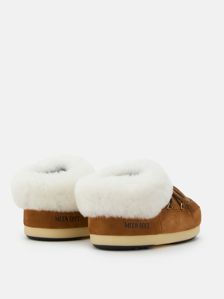 From the brand MoonBoot Women's Evx Mule Suede slip-on in Cognac/Natural - abigail fashion