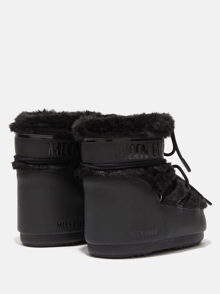 From the brand MoonBoot Women's Icon Low Faux Fur Boot in Black - abigail fashion