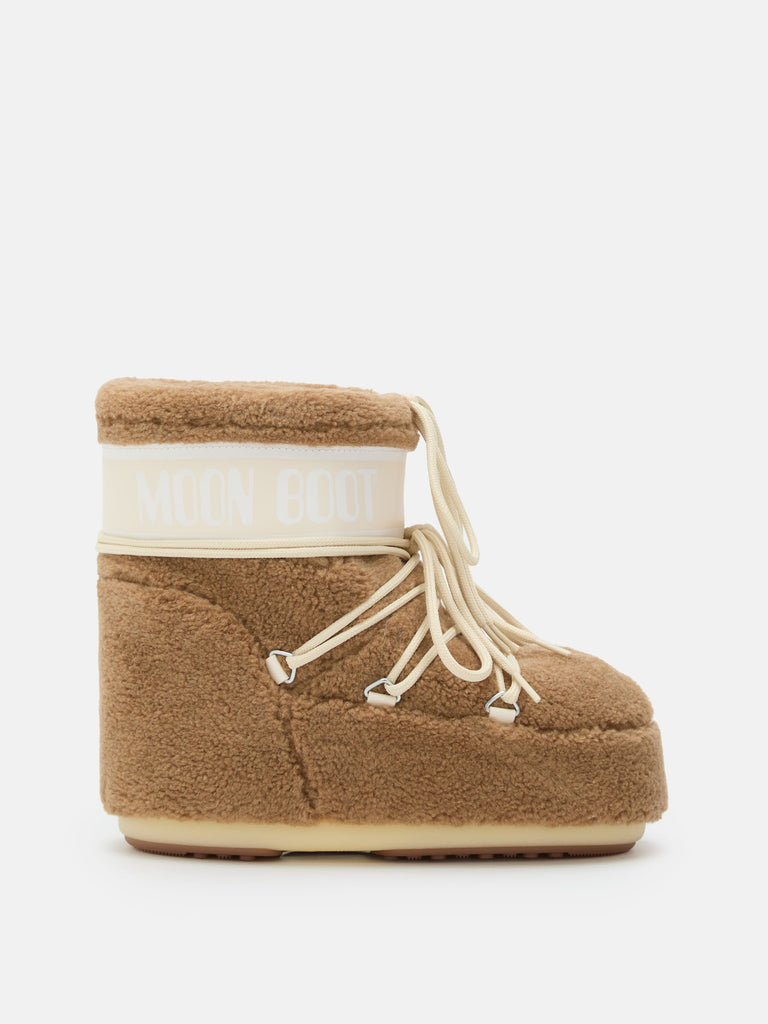 From the brand MoonBoot Women's Icon Low Fleece Boot in Camel - abigail fashion