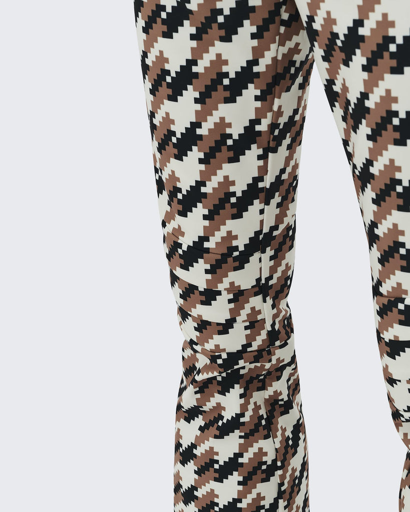 Perfect Moment Aurora Flare Pant Houndstooth Print Houndstooth -Iconic Camel-High Waist abigail_fashion