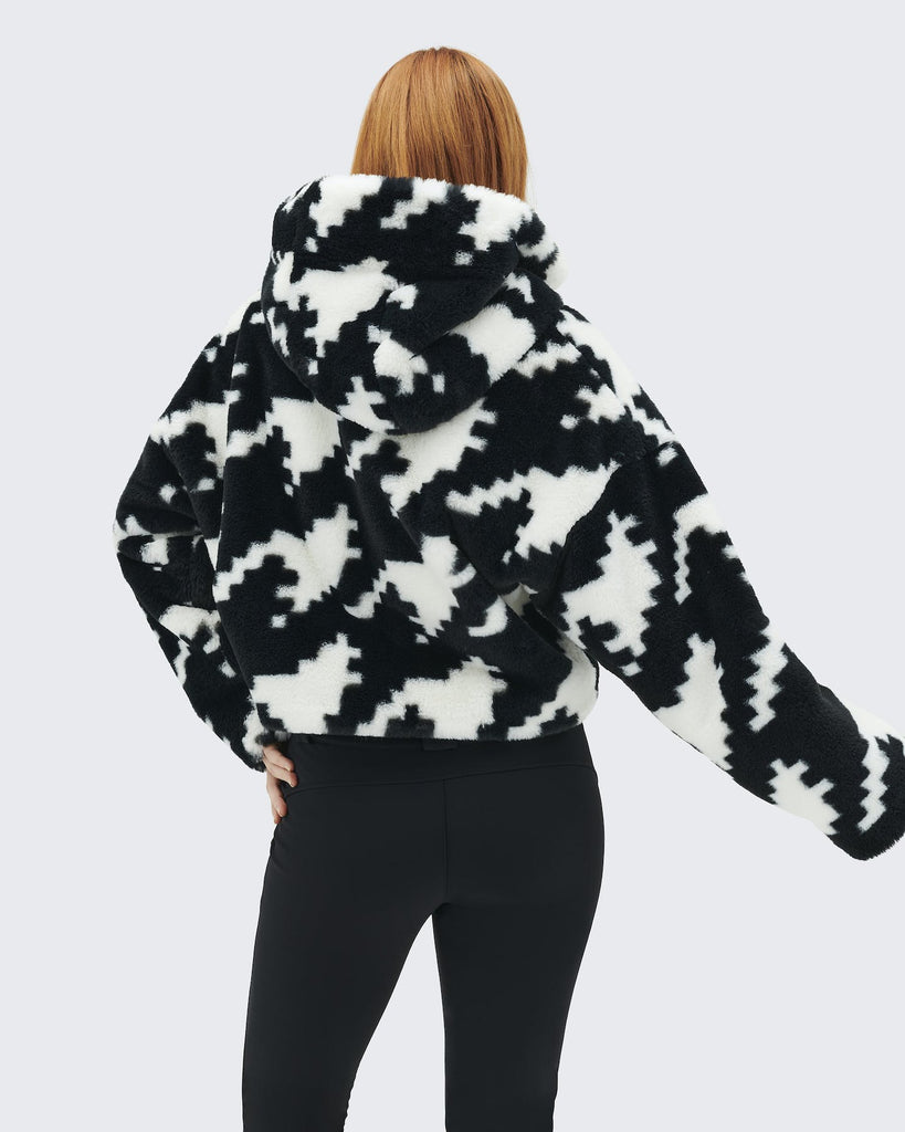 Perfect Moment Noelle Faux Fur Jacket Houndstooth - Black/Snow White Bach&Co