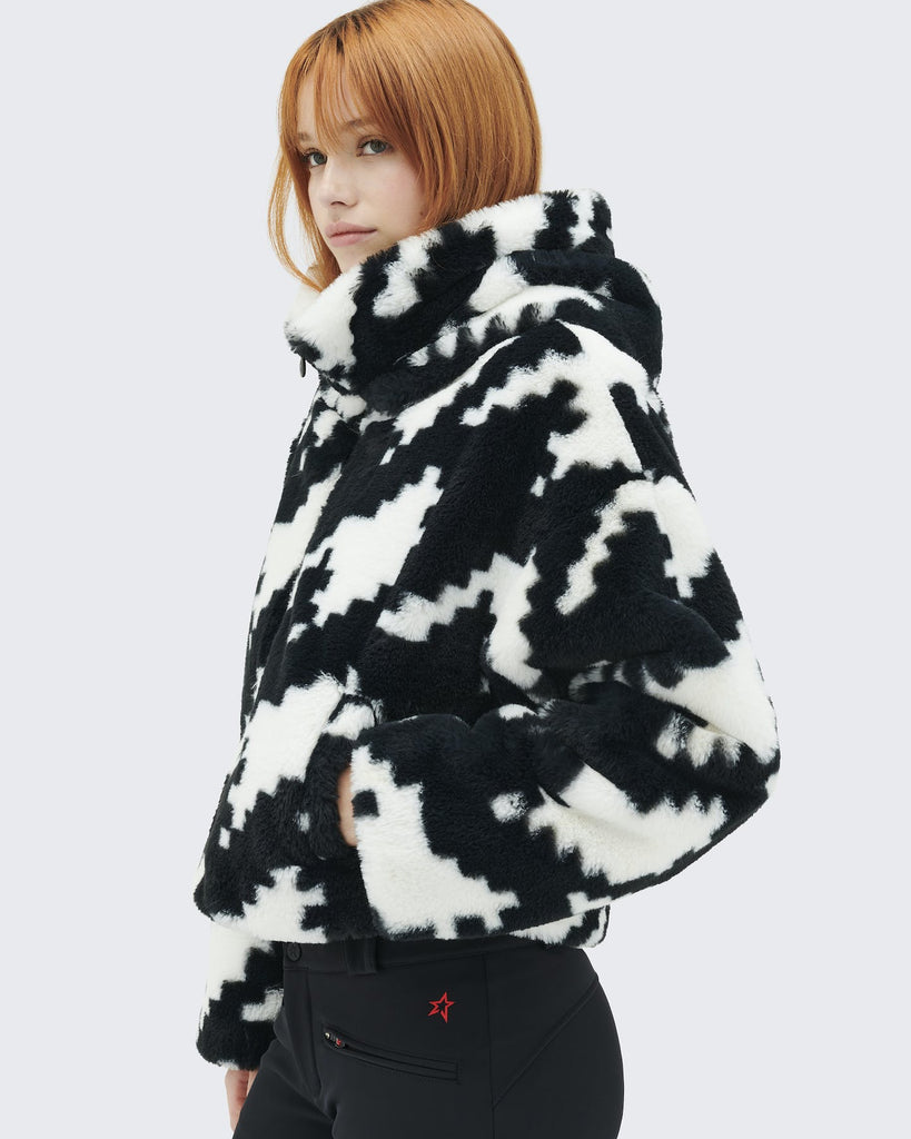 Perfect Moment Noelle Faux Fur Jacket Houndstooth - Black/Snow White Bach&Co