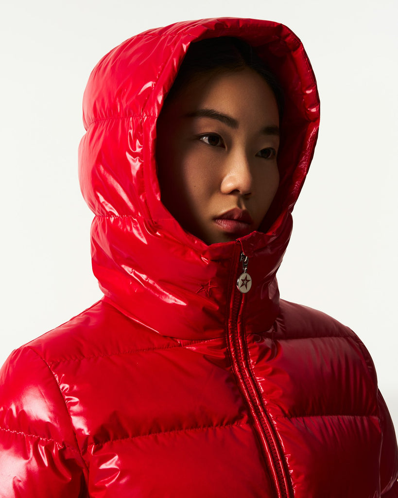 From the brand Perfect Moment Women's Polar Flare Ski Jacket III in Red - abigail fashion