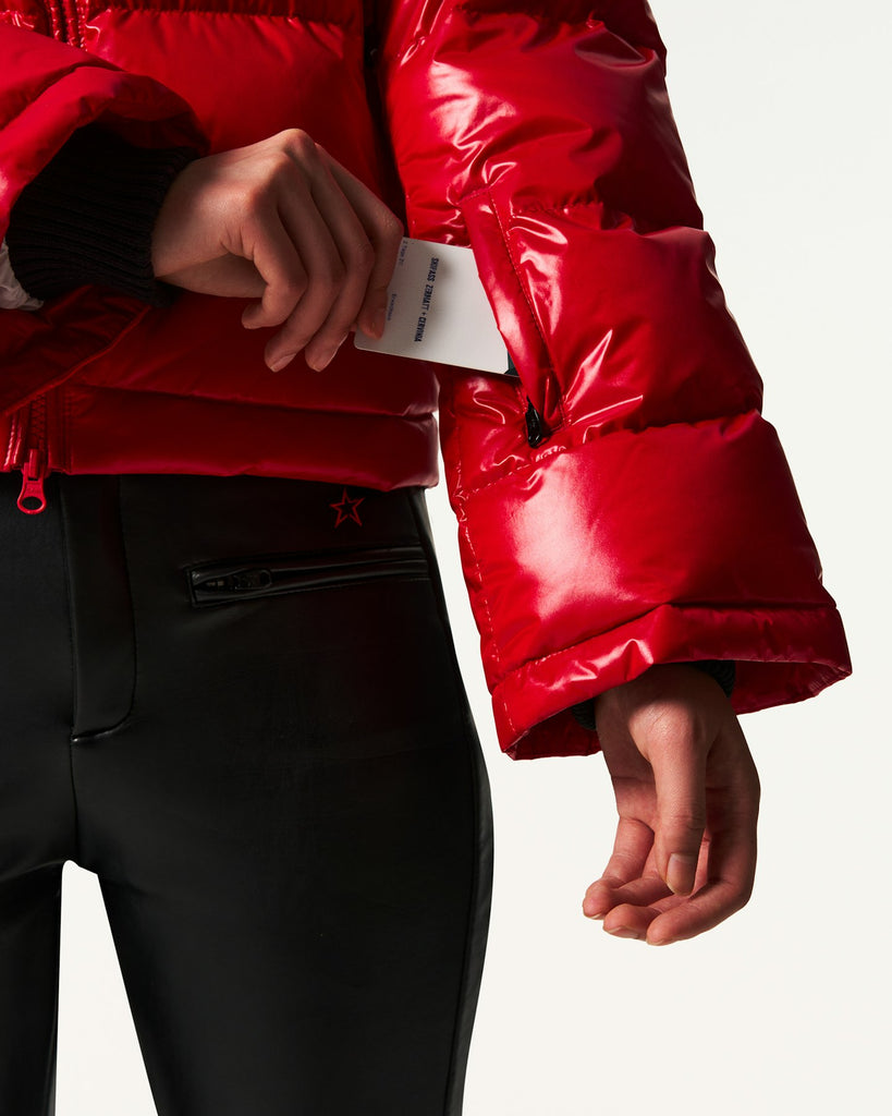 From the brand Perfect Moment Women's Polar Flare Ski Jacket III in Red - abigail fashion