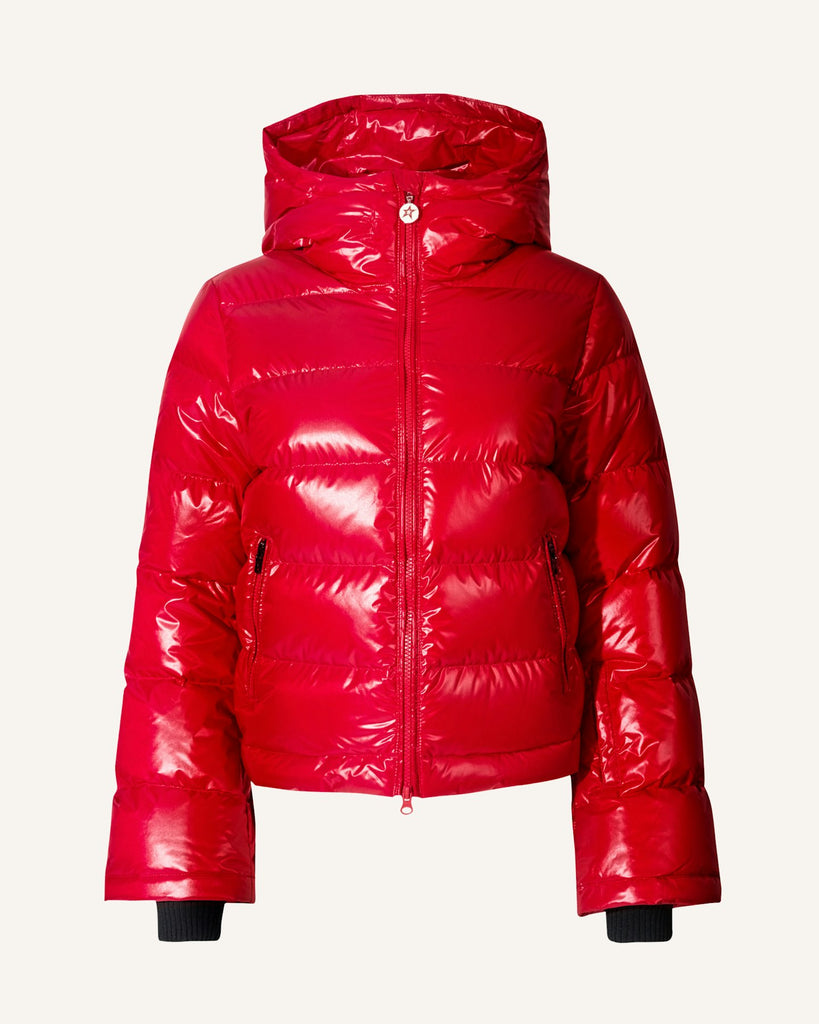From the brand Perfect Moment Women's Polar Flare Ski Jacket III in Red - abigail fashion