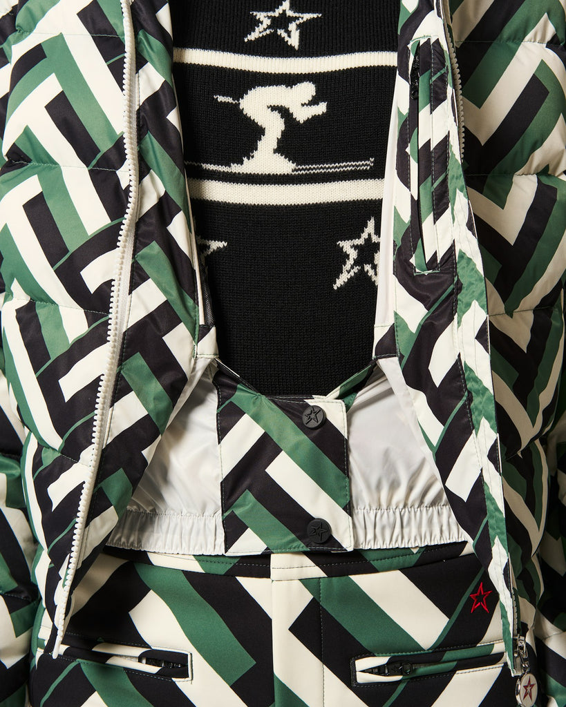 From the brand Perfect Moment Women's Polar Flare Ski Jacket III in Waffle Print - Green - abigail fashion