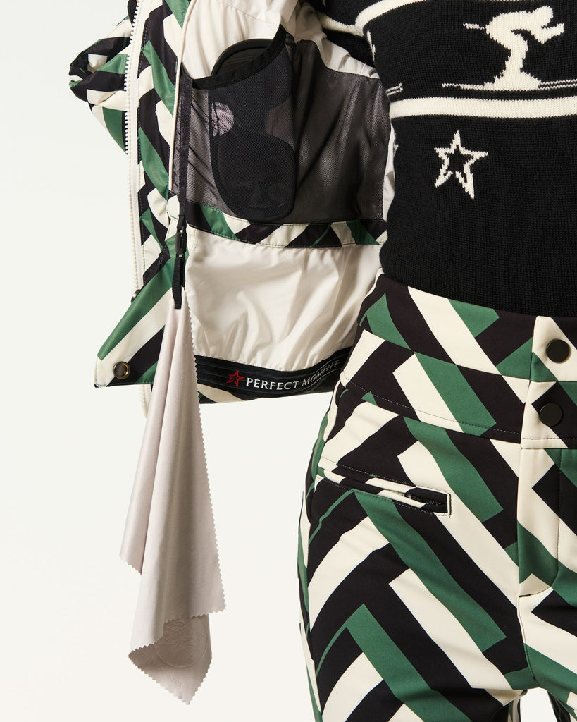 From the brand Perfect Moment Women's Polar Flare Ski Jacket III in Waffle Print - Green - abigail fashion