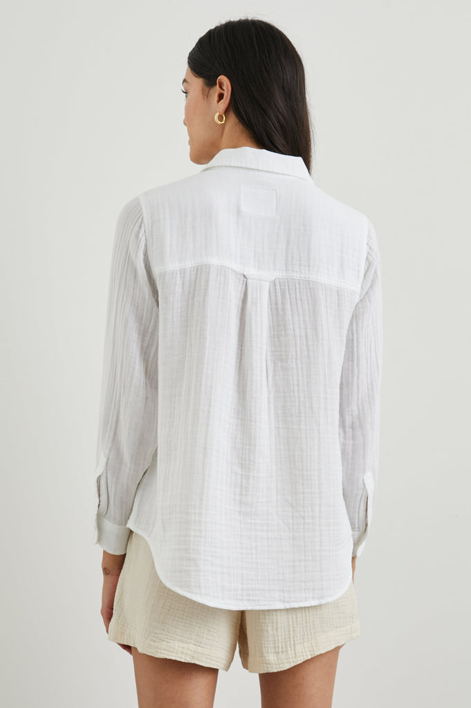 Rails Ellis Long Sleeve Button Down Shirt White abigail fashion