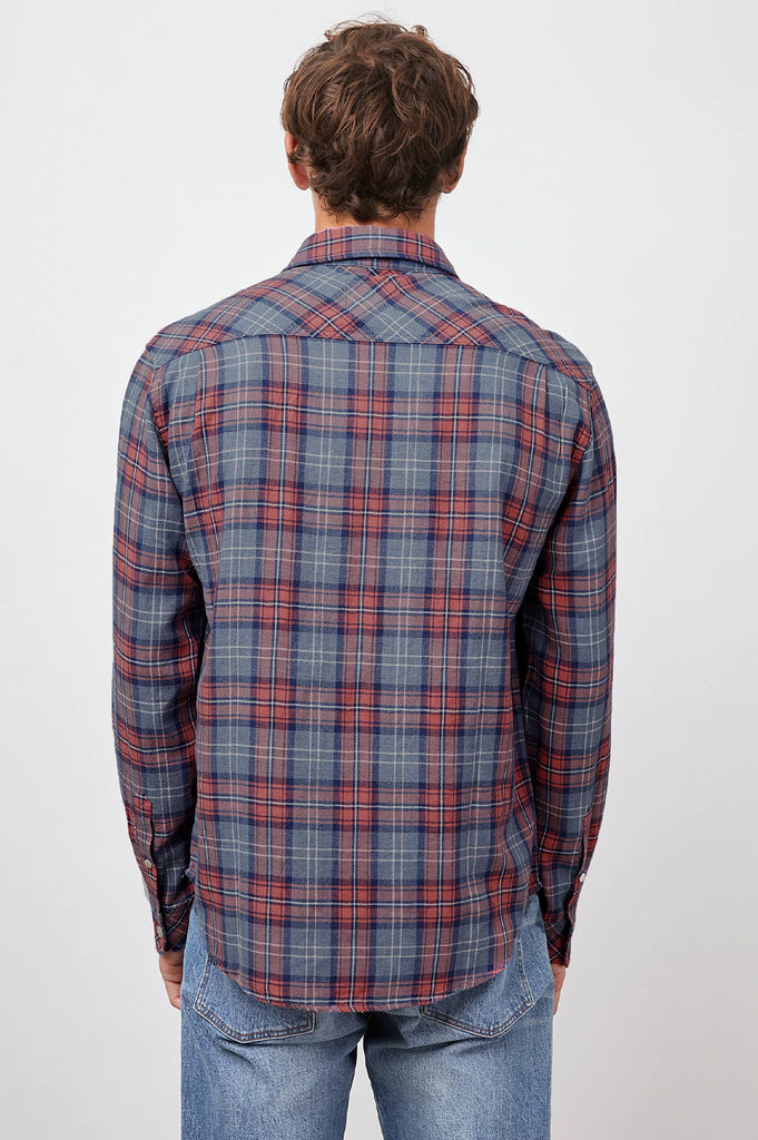 Rails Lennox Long Sleeve Button-Down Shirt Blue Corvair Melange abigail fashion
