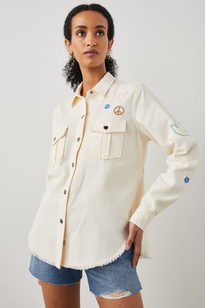 Rails Loren Shirt Jacket With Motifs Embroidery Ivory Bach&Co