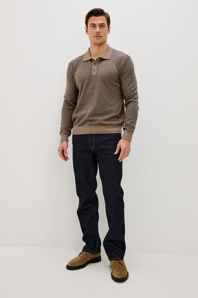 From the brand Rails Men's Anders Sweater in Flax Navy - abigail fashion