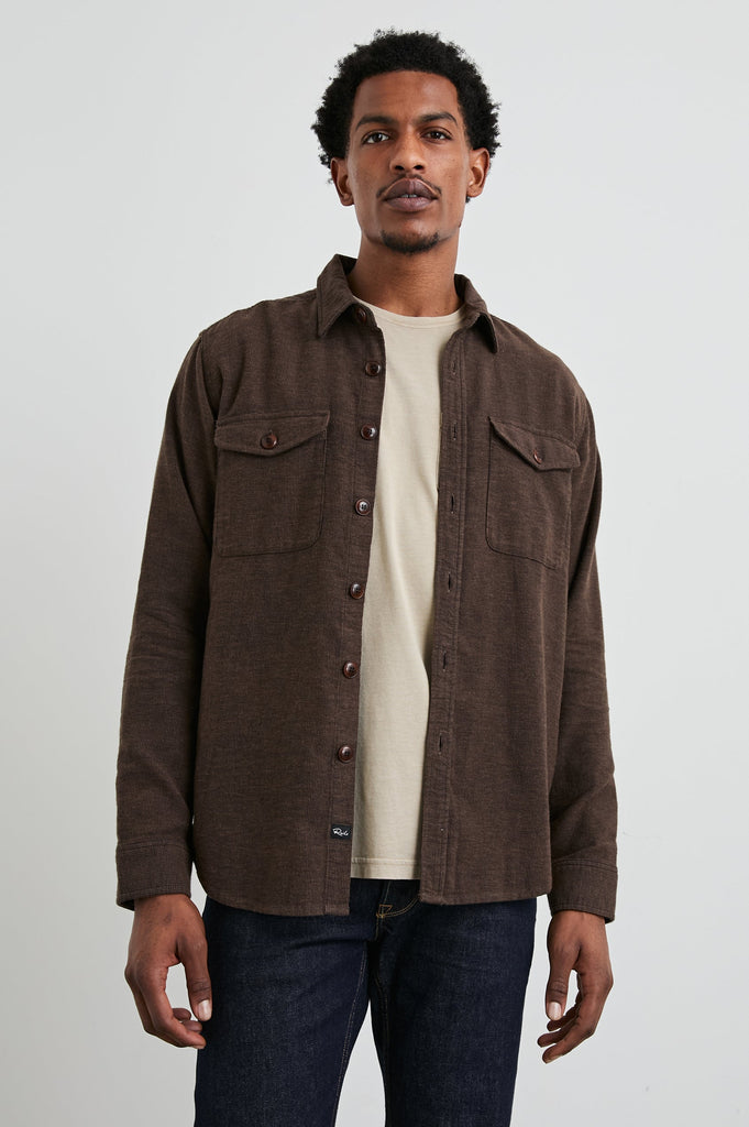 From the brand Rails Men's Burr Shirt Jacket in Pine Cone - abigail fashion