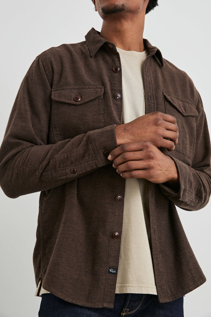 From the brand Rails Men's Burr Shirt Jacket in Pine Cone - abigail fashion