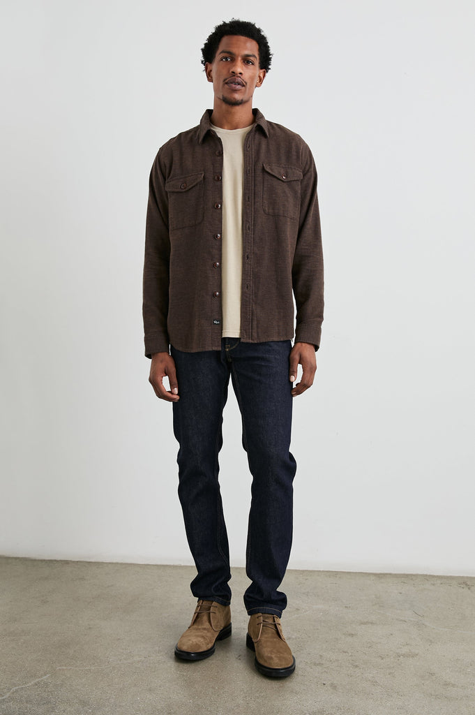 From the brand Rails Men's Burr Shirt Jacket in Pine Cone - abigail fashion