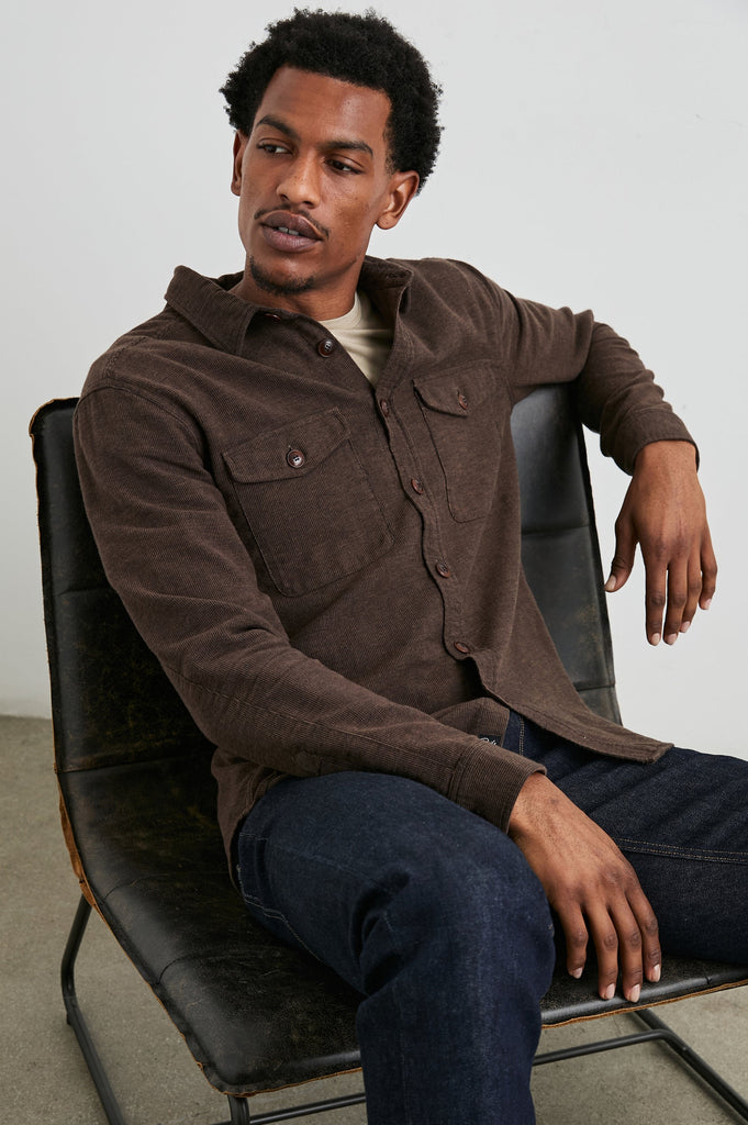 From the brand Rails Men's Burr Shirt Jacket in Pine Cone - abigail fashion