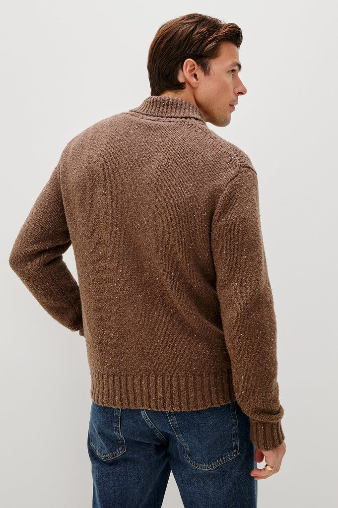 From the brand Rails Men's Corden Cardigan in Chestnut Speckle - abigail fashion