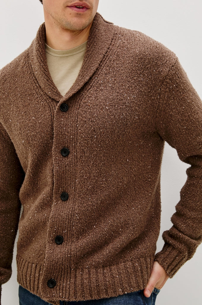 From the brand Rails Men's Corden Cardigan in Chestnut Speckle - abigail fashion