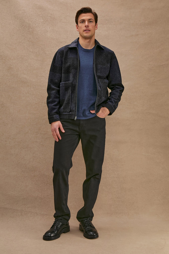 From the brand Rails Men's Simon Jacket in Black Navy Block - abigail fashion