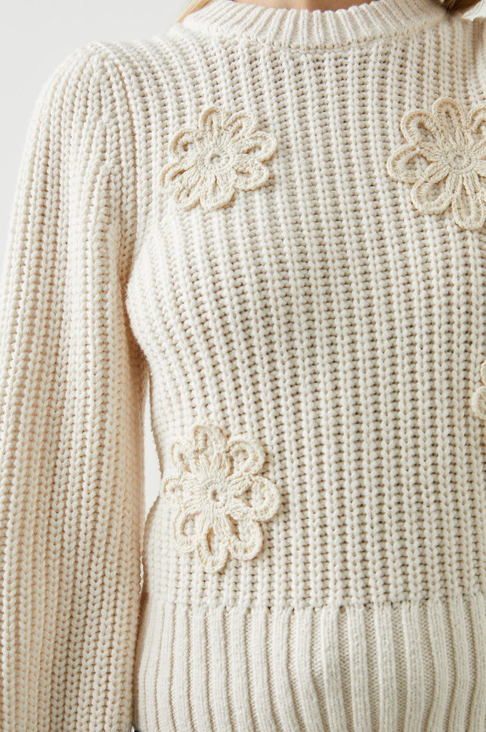 Rails Romy Sweater Ivry Crochet Daisies abigail_fashion