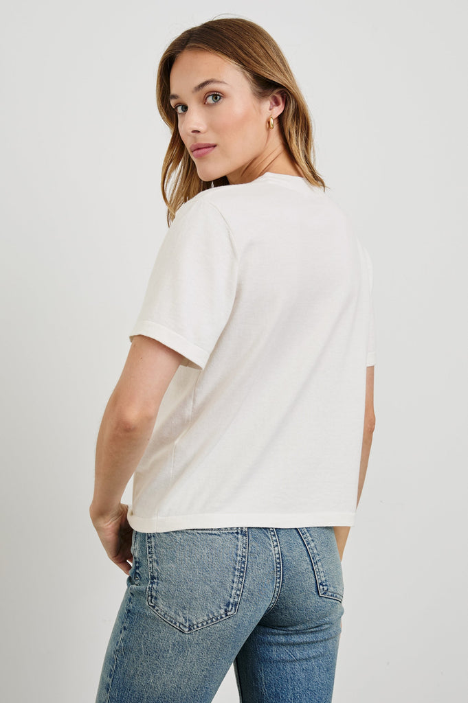From the brand Rails Women's Cotton Cashmere Short Sleeve Tee in White - abigail fashion