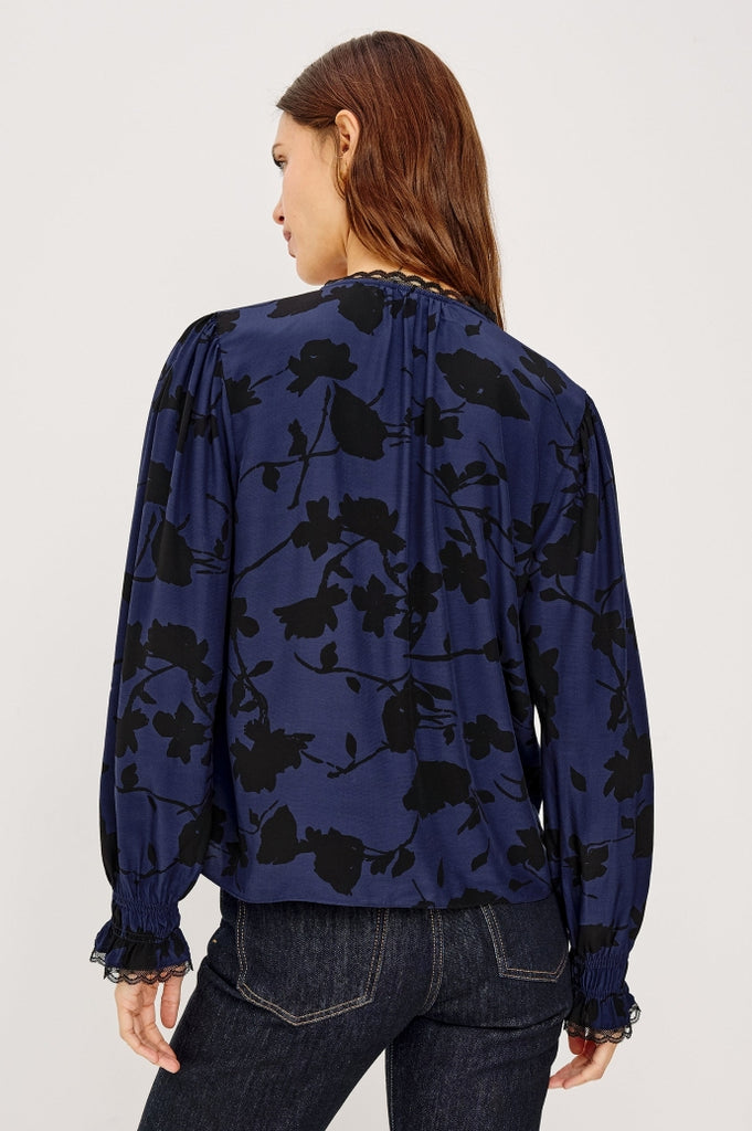 From the brand Rails Women's Magda Shirt in Navy Tossed Roses - abigail fashion