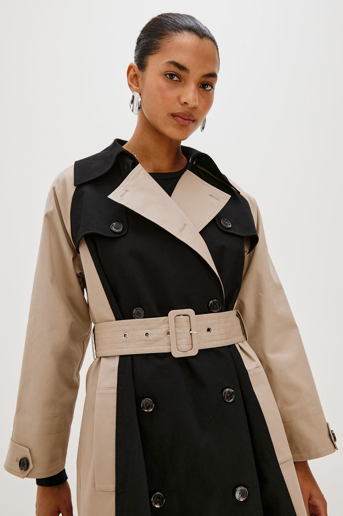 From the brand Rails Women's Maud Coat in Black-Taupe - abigail fashion